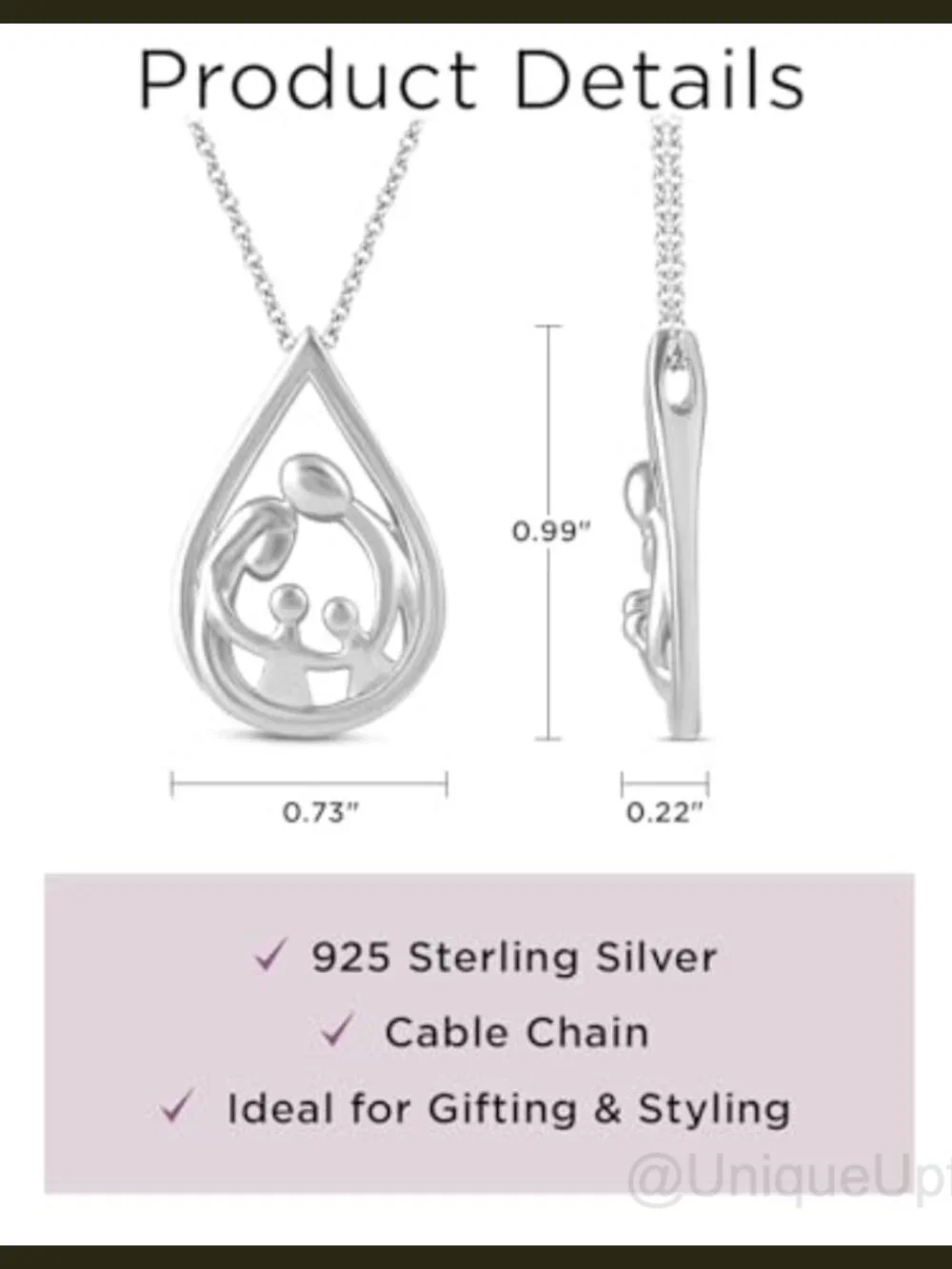 Sterling Silver Family Pendant Necklace 18